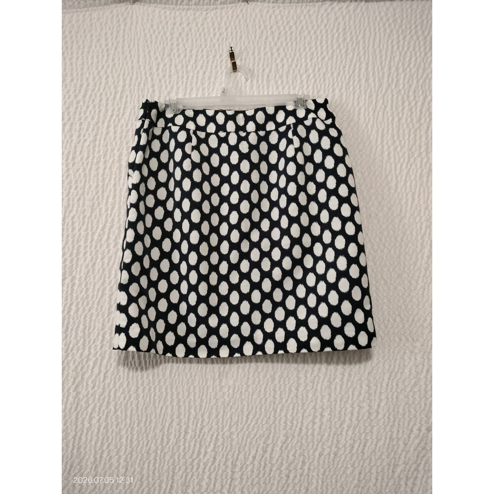 Ann Taylor Loft Skirt Above Knee Length Navy Blue Polka Dot Sz 8 Pockets Lined - Picture 5 of 10